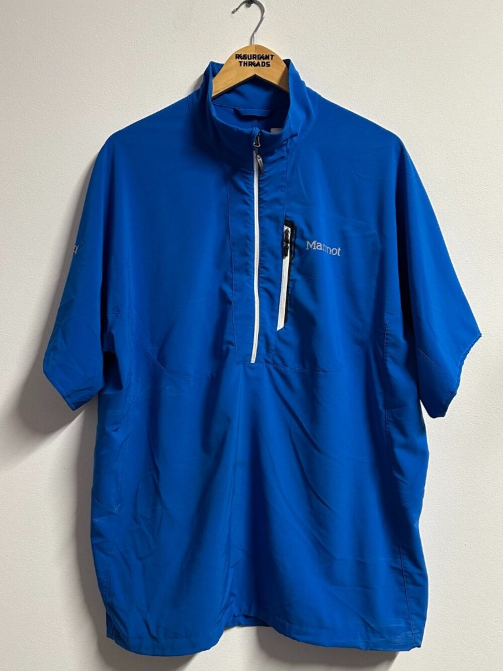 Marmot Half Zip Waterproof Polo Shirt Mens XL Blue Softshell Stretch